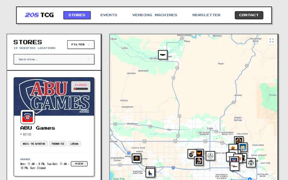Screenshot of the 208TCG website homepage